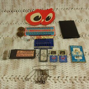 VINTAGE SEWING SUPPLIES-COAT OF ARMS, BOYE NEEDLE CO, W.C CROWLY & SONS, HOWARDS
